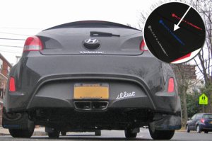Hyundai Veloster Mud Flaps - Front + Rear - Rally Armor - UR Series, No-Drill - Black with Blue Logo - `12-`18
